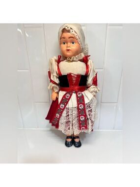Vintage Collectable Mid-Century European Folk Doll Czech Slovak Hungarian 12”
